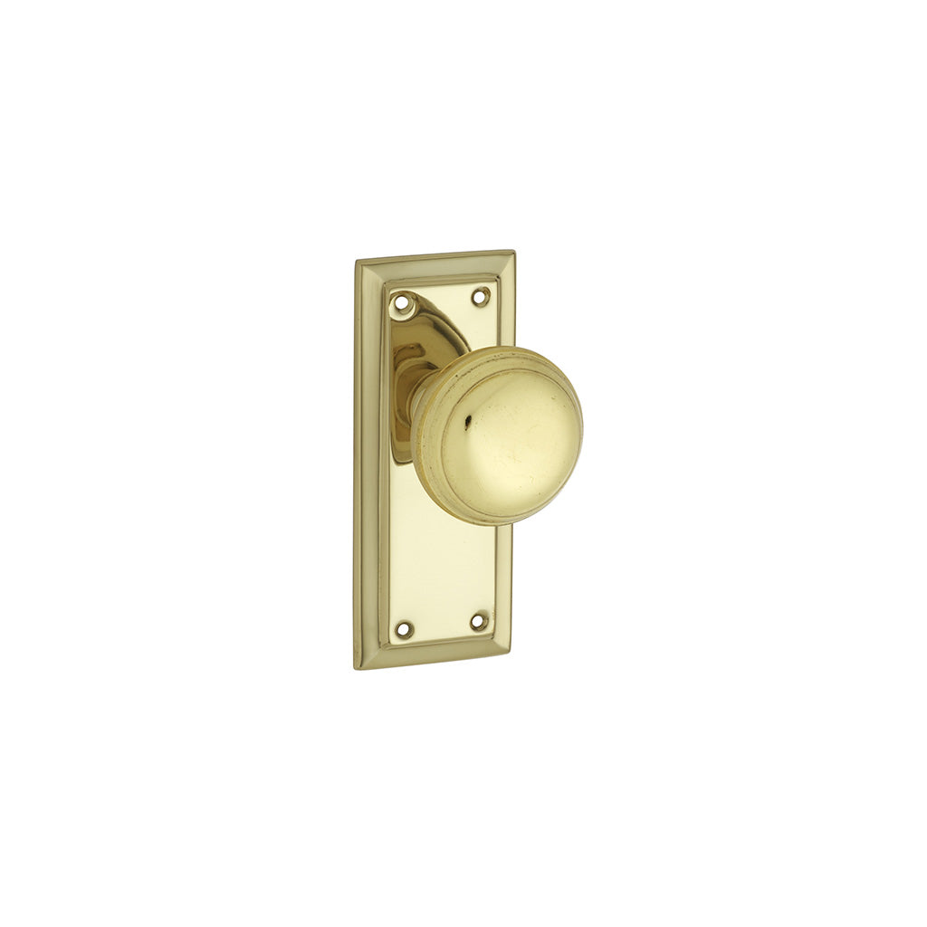 Richmond Door Knob - Short Backplate Polished Brass / Passage / Lever Set Only
