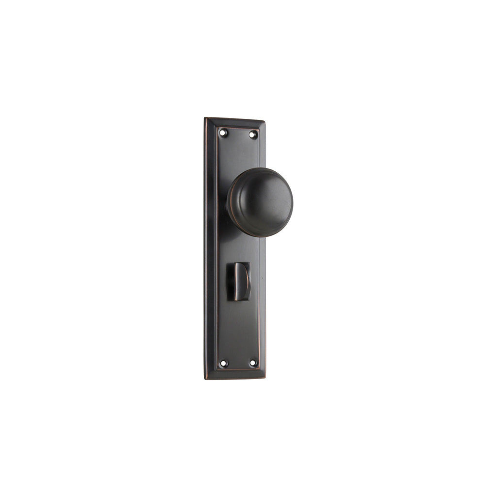 Richmond Door Knob - Long Backplate Antique Copper / Privacy / Lever Set Only