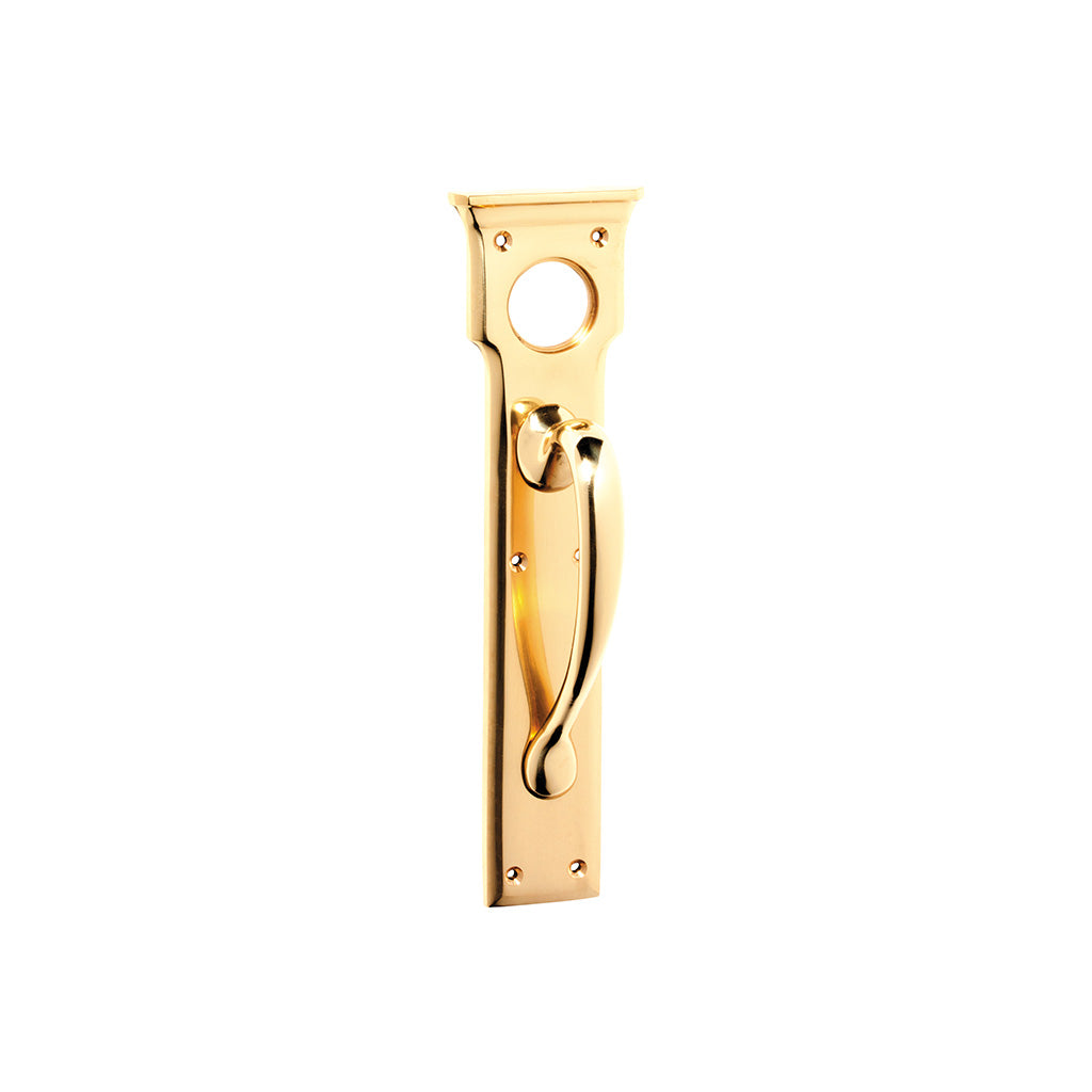 Victorian Cylinder Hole Pull Handle - H255xW70xP57mm Polished Brass / 255mm