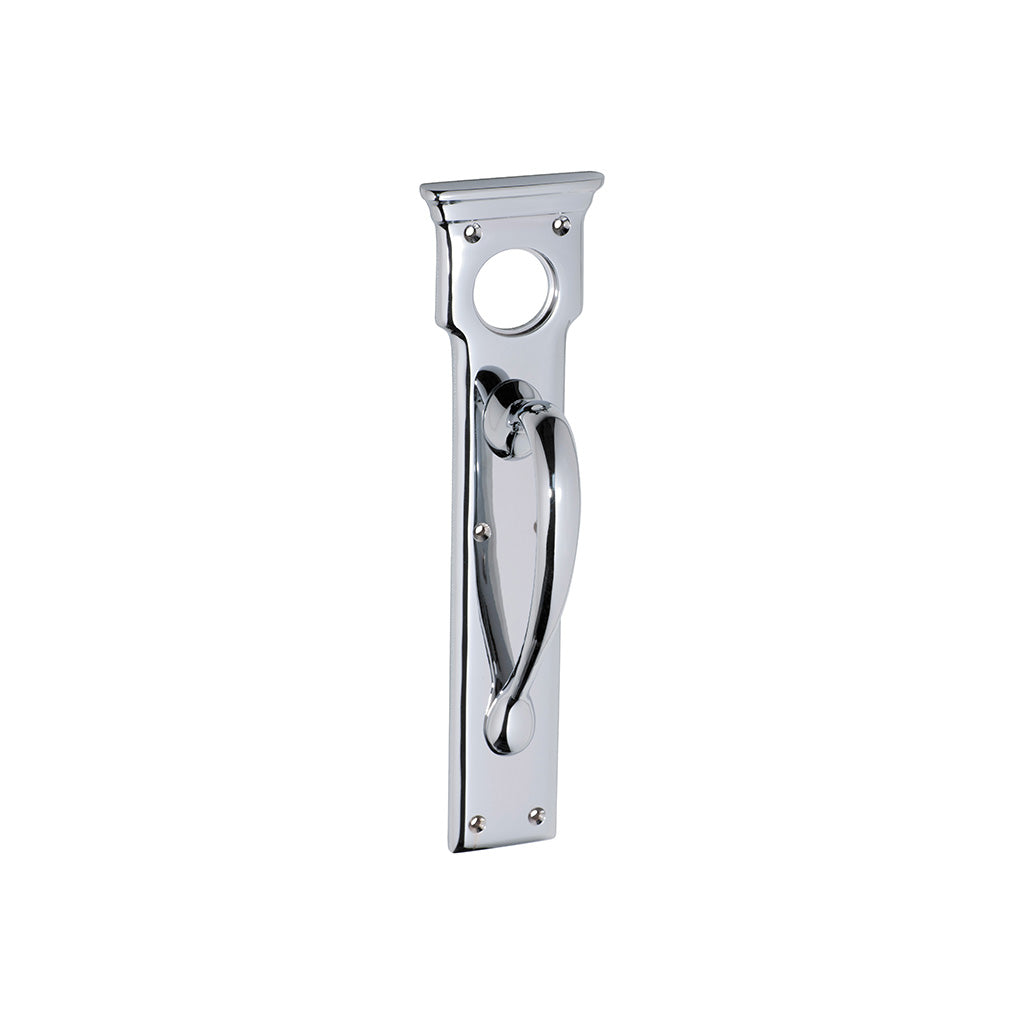 Victorian Cylinder Hole Pull Handle - H255xW70xP57mm Chrome Plated / 255mm