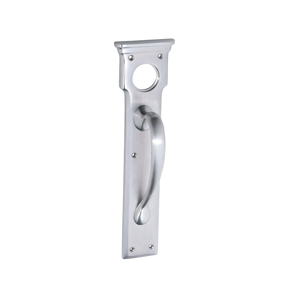 Victorian Cylinder Hole Pull Handle - H255xW70xP57mm Satin Chrome / 255mm