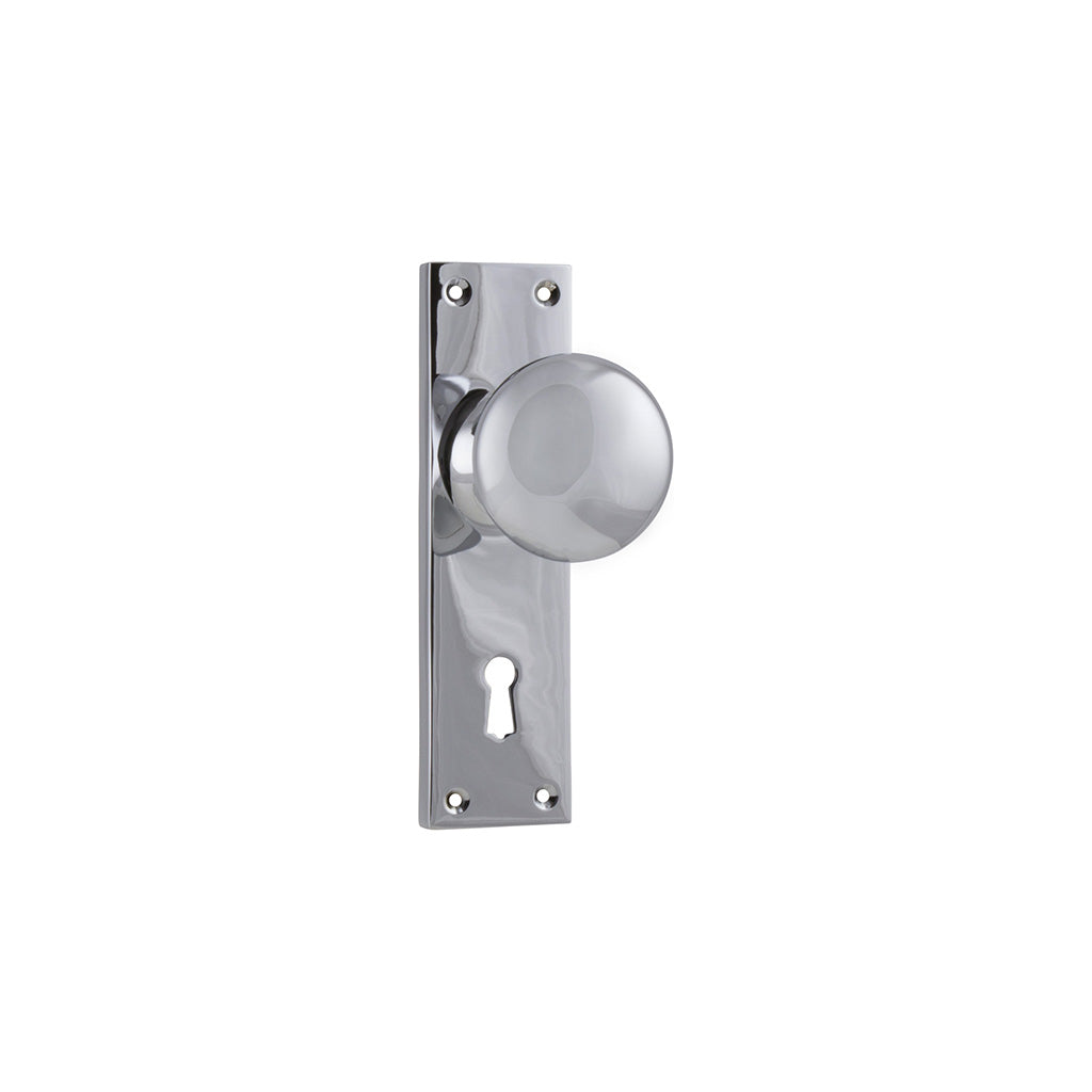 Victorian Knob - Long Backplate Chrome Plated / Lock (Skeleton Key) / Lever Set Only