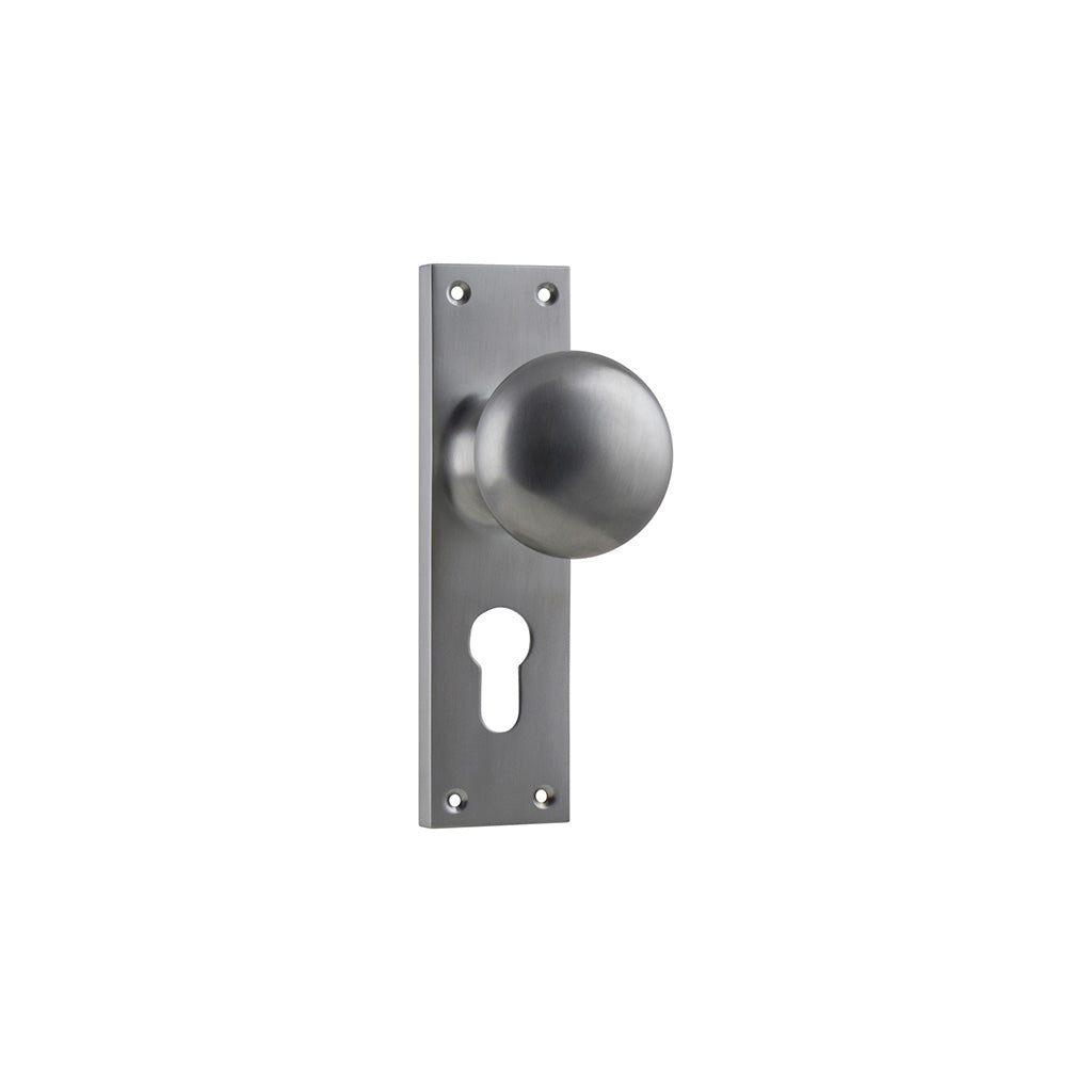 Victorian Knob - Long Backplate Satin Chrome / Entrance / Lever Set Only