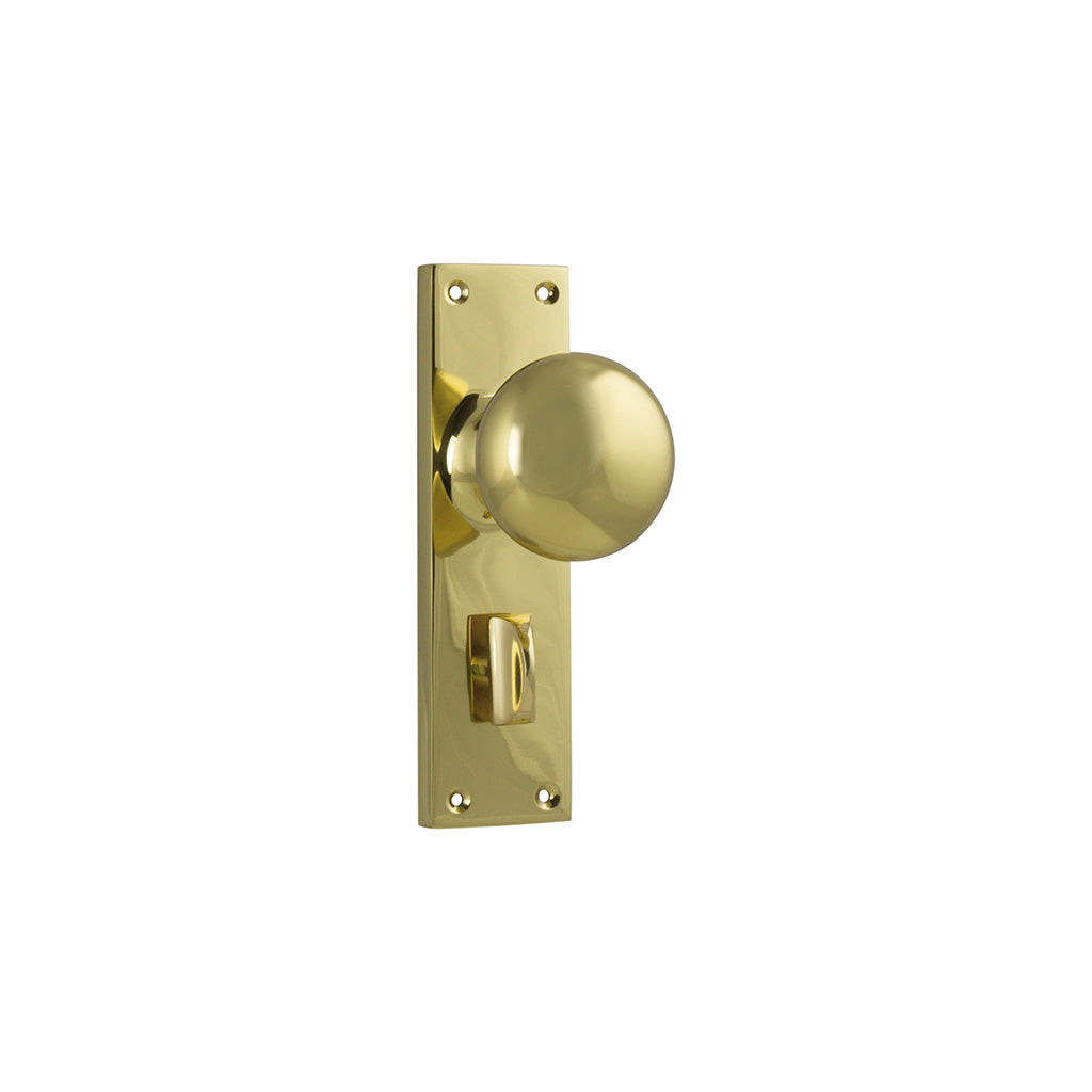 Victorian Knob - Long Backplate Polished Brass / Privacy / Lever Set Only