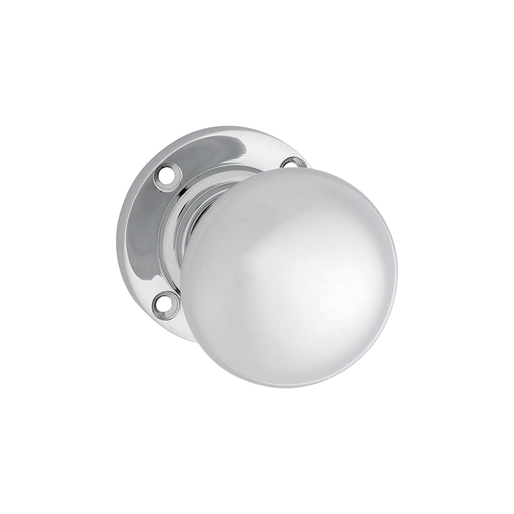 Victorian Knob - Round Rose Chrome Plated / Passage / Lever Set Only