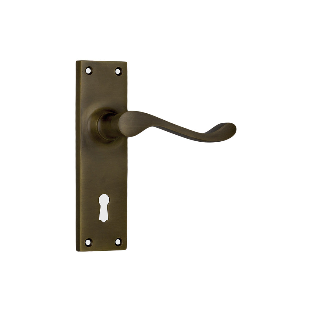 Victorian Lever - Long Backplate Antique Brass / Lock (Skeleton Key) / Lever Set Only