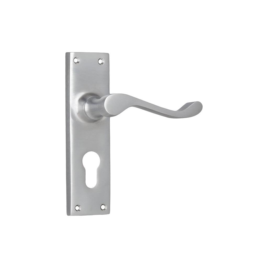 Victorian Lever - Long Backplate Satin Chrome / Entrance / Lever Set Only