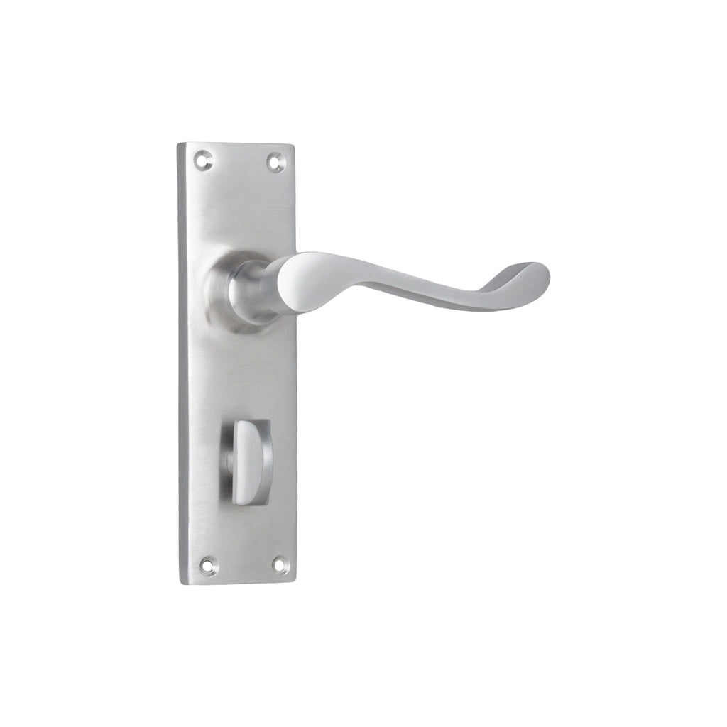 Victorian Lever - Long Backplate Satin Chrome / Privacy / Lever Set Only