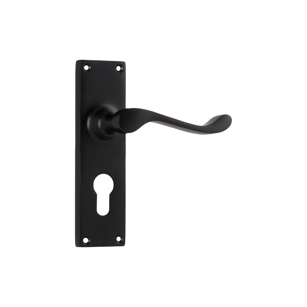 Victorian Lever - Long Backplate Matt Black / Entrance / Lever Set Only