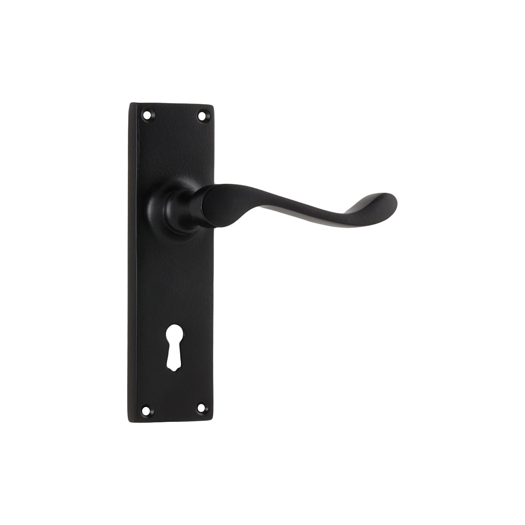 Victorian Lever - Long Backplate Matt Black / Lock (Skeleton Key) / Lever Set Only