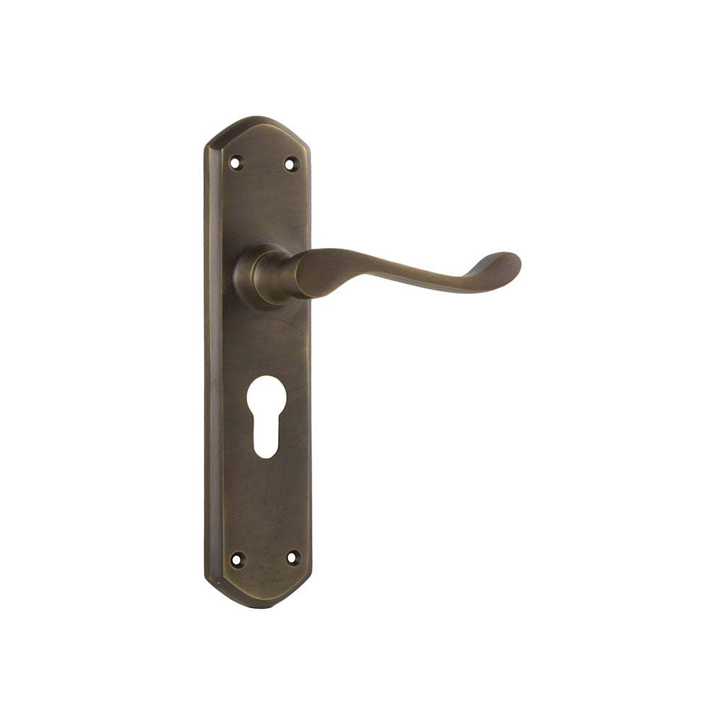 Windsor Lever - Long Backplate Antique Brass / Entrance / Lever Set Only