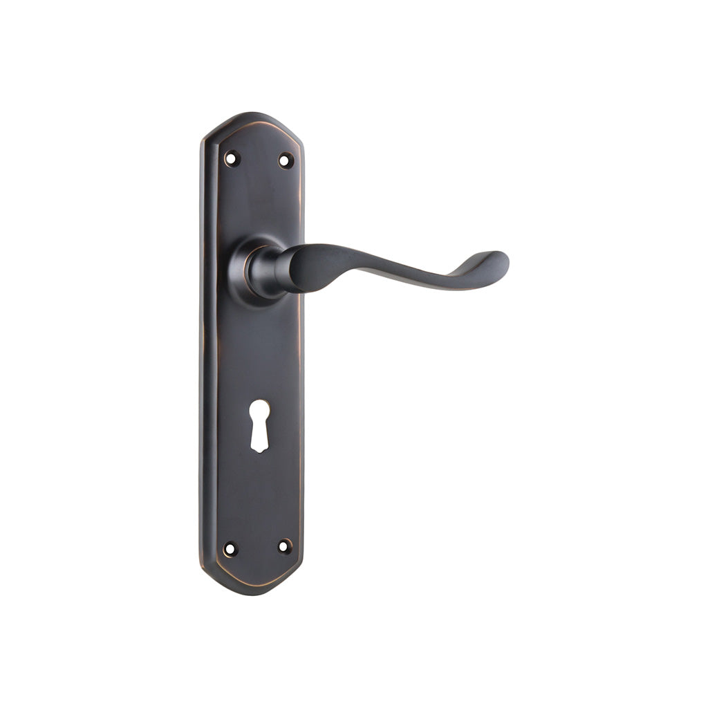 Windsor Lever - Long Backplate Antique Copper / Lock (Skeleton Key) / Lever Set Only