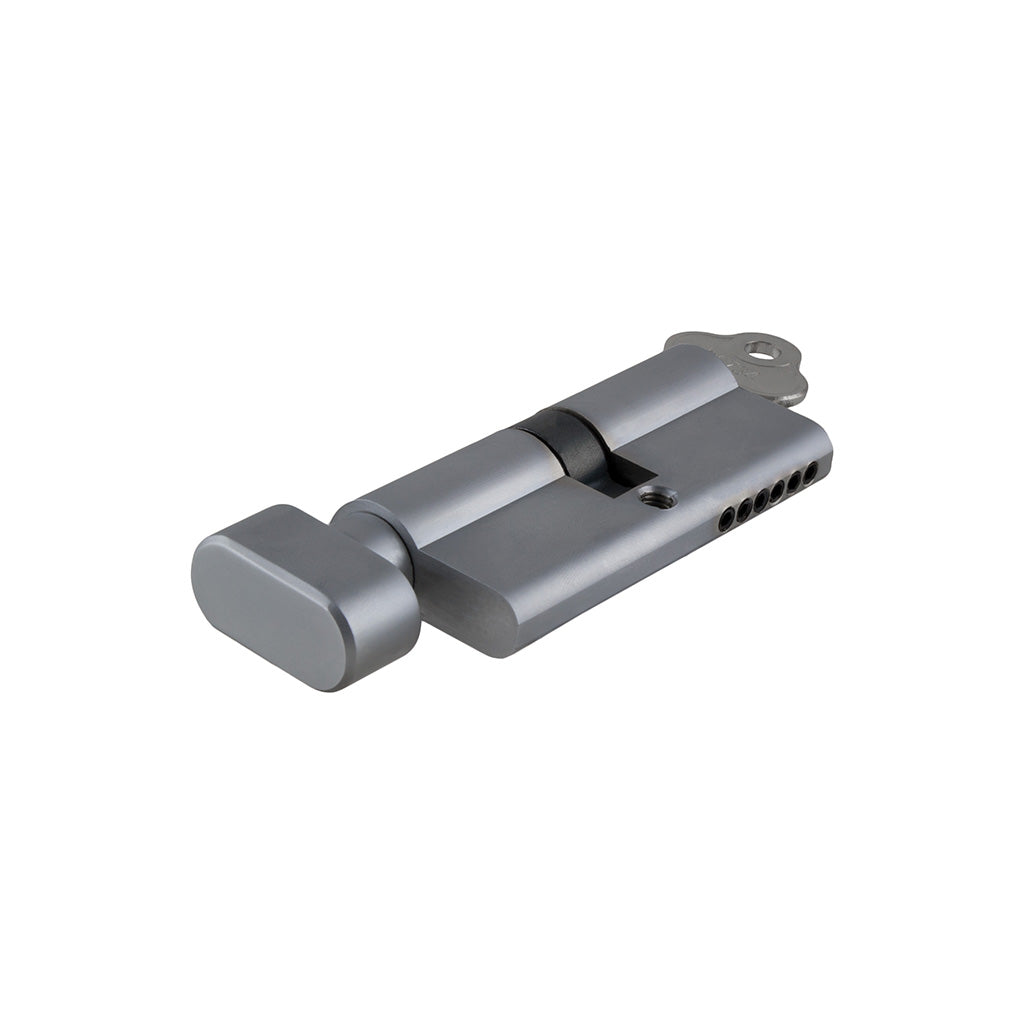 Euro Cylinder Key-Thumb 5 Pin Brushed Chrome