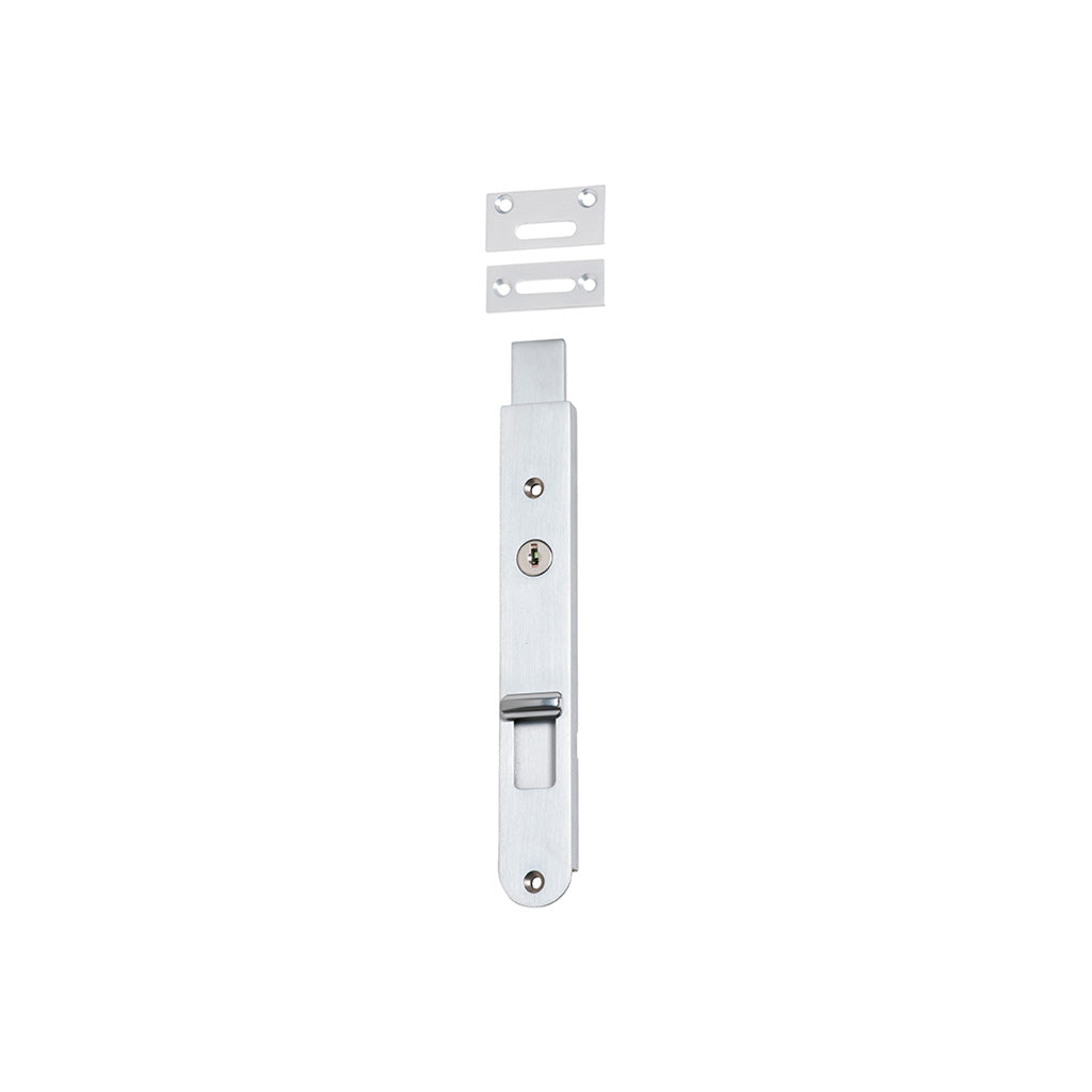 Locking Flush Bolt Brushed Chrome / 200mm