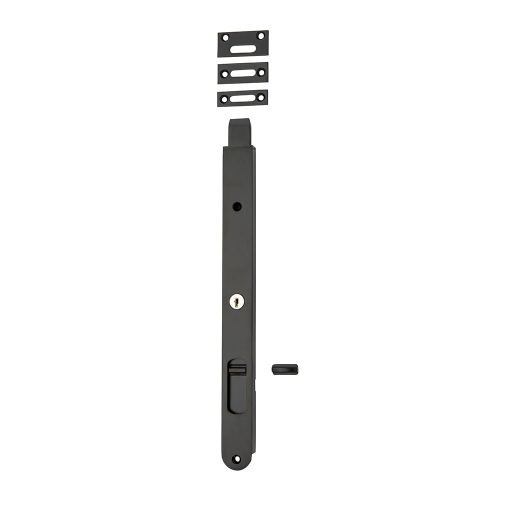 Locking Flush Bolt Matt Black / 300mm