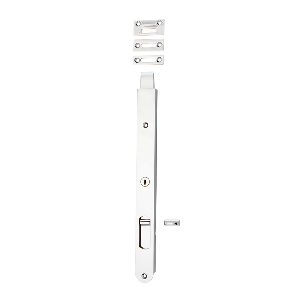 Locking Flush Bolt Polished Chrome / 300mm