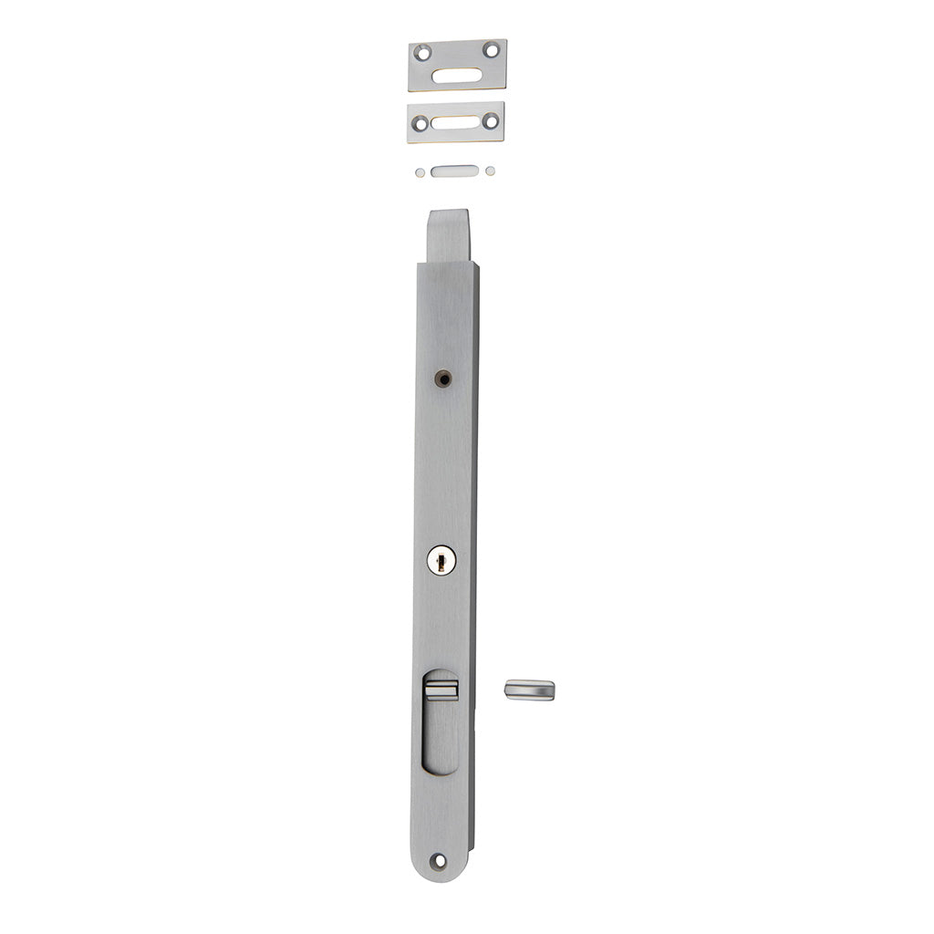 Locking Flush Bolt Brushed Chrome / 300mm