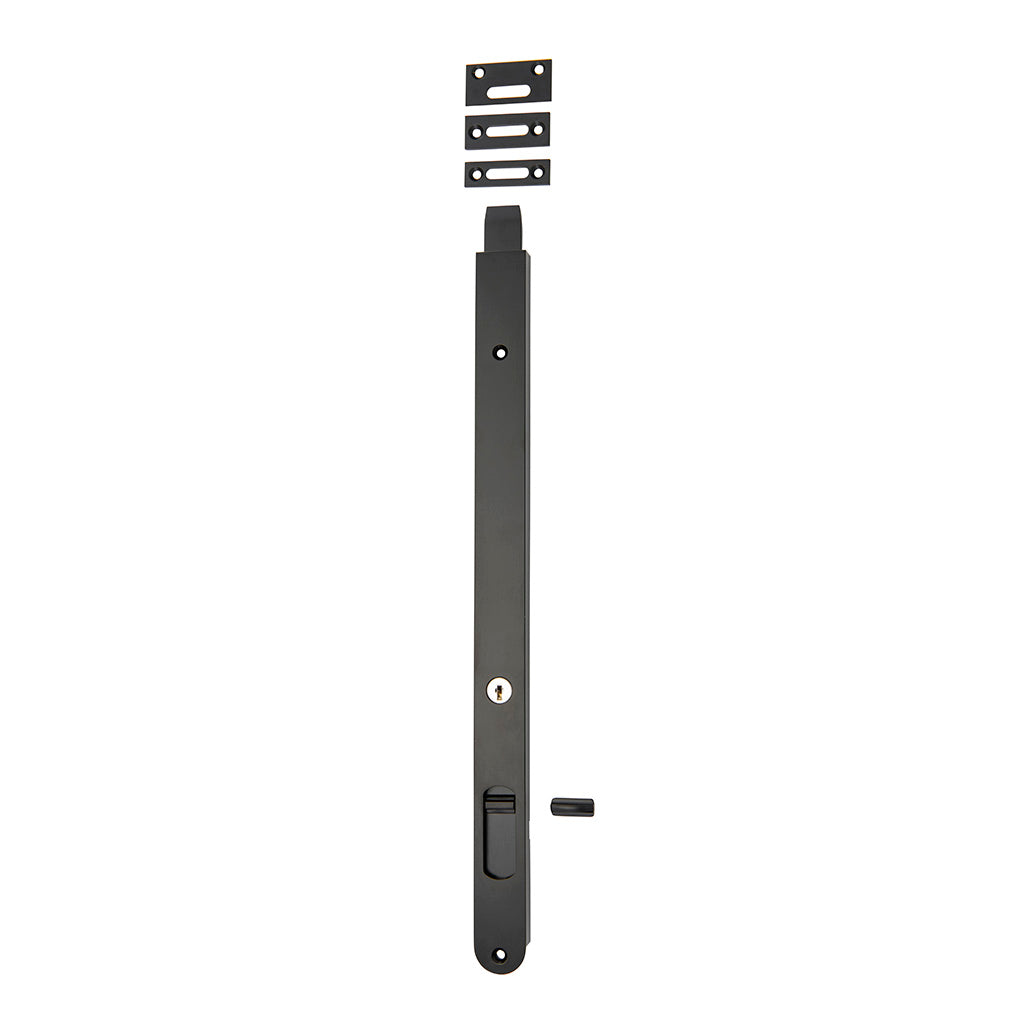Locking Flush Bolt Matt Black / 400mm