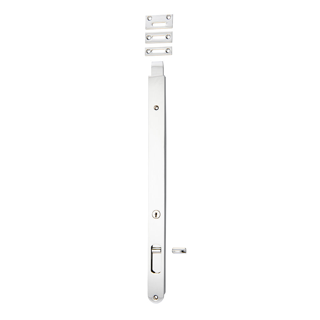 Locking Flush Bolt Polished Chrome / 400mm