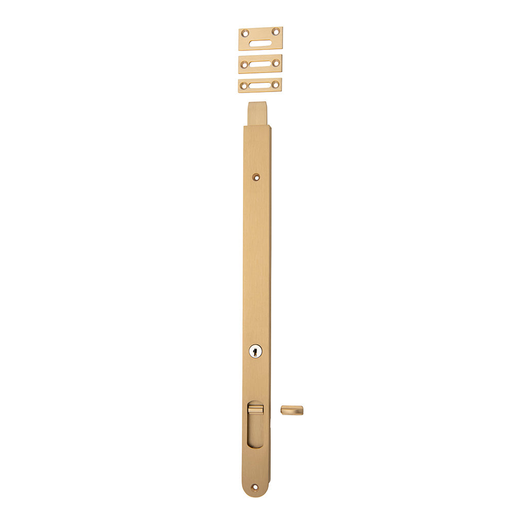 Locking Flush Bolt Brushed Brass / 400mm
