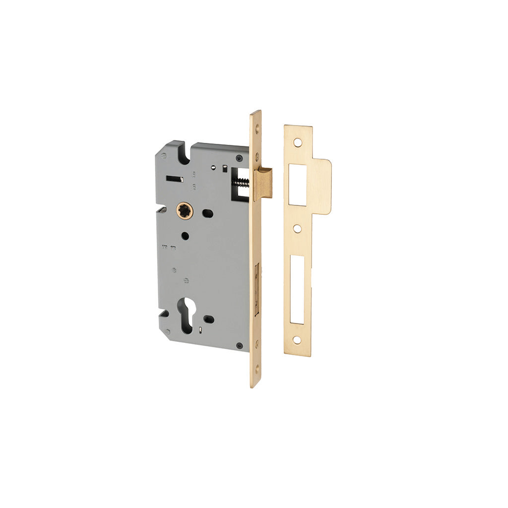 85mm Euro Mortice Lock Brushed Brass / 60mm