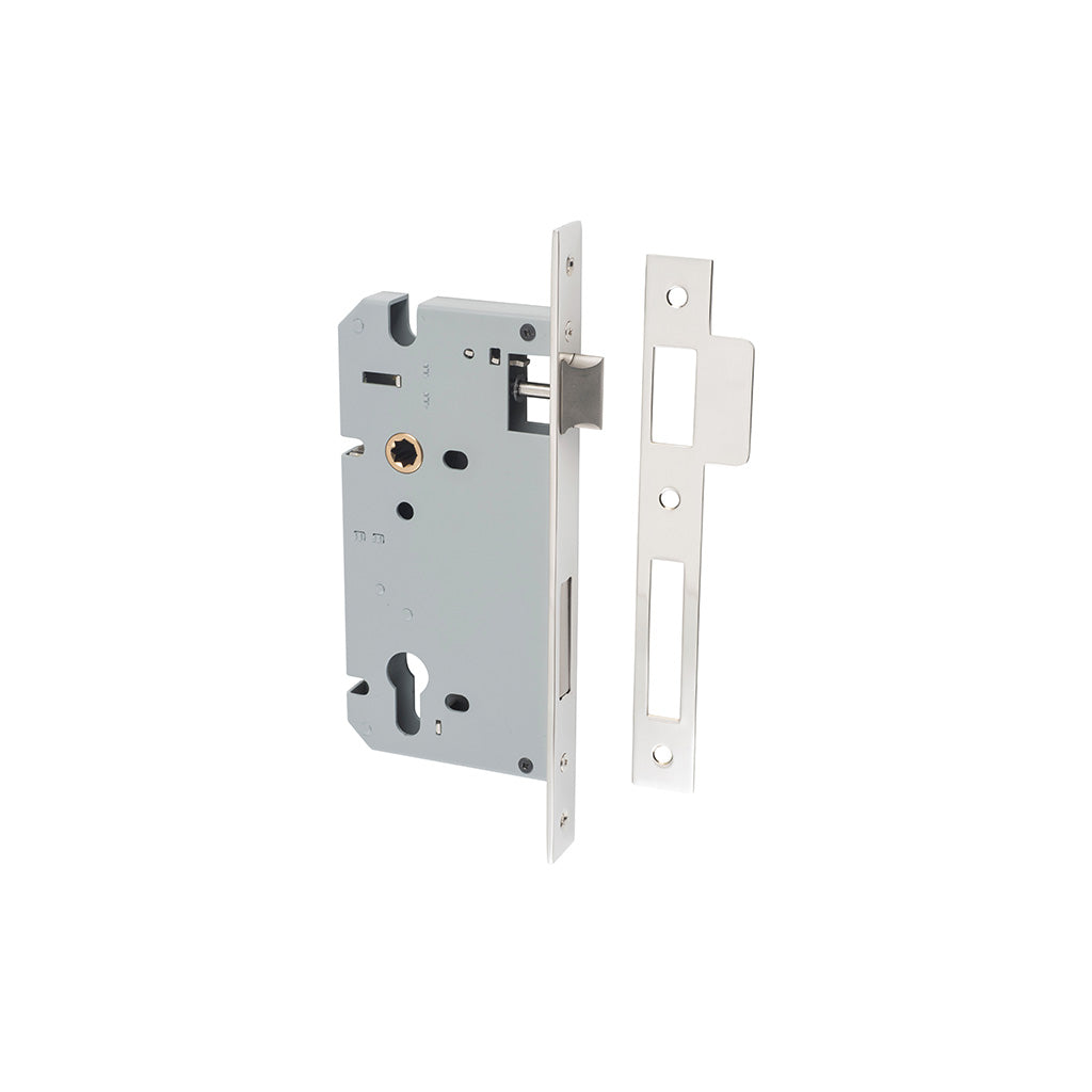 85mm Euro Mortice Lock Polished Nickel / 60mm