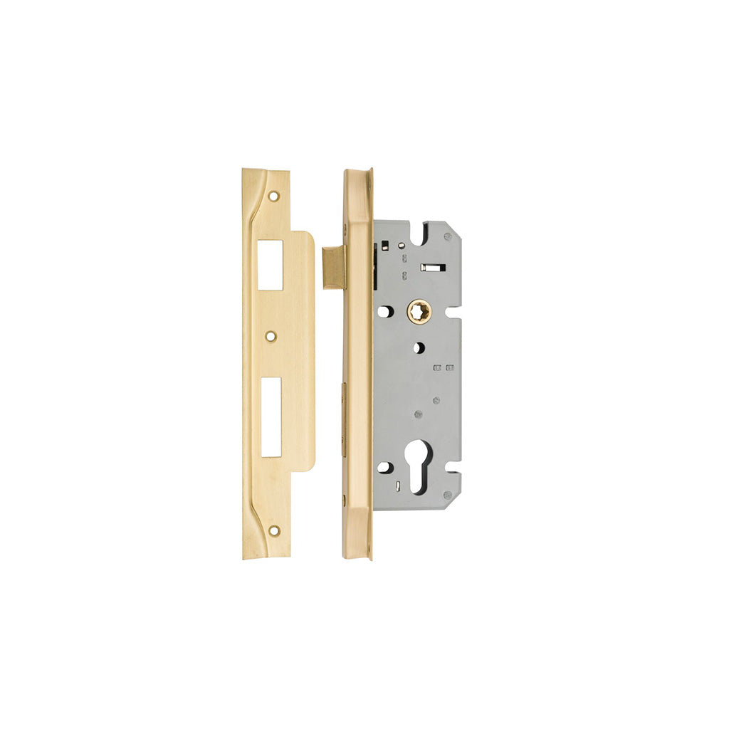 85mm Euro Mortice Lock Rebated Brushed Gold PVD / 45mm