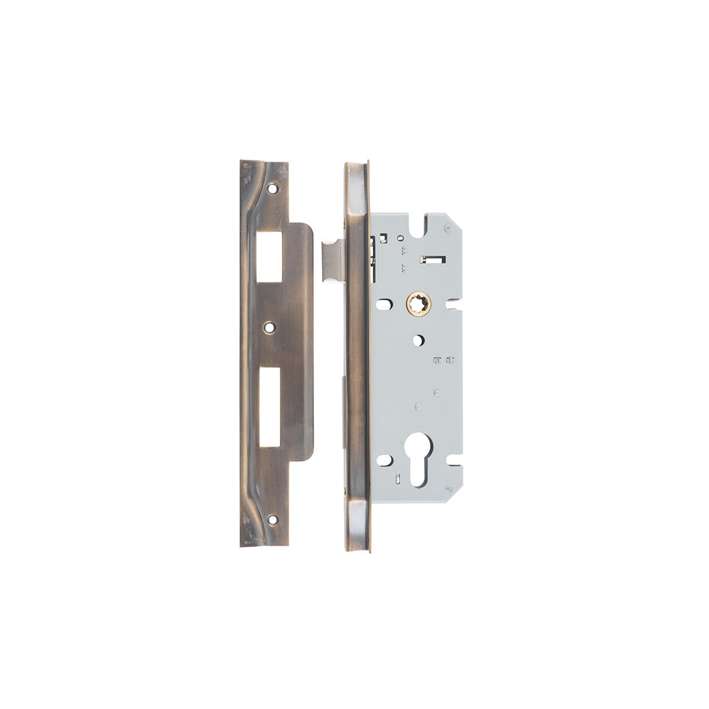 85mm Euro Mortice Lock Rebated Signature Brass / 45mm