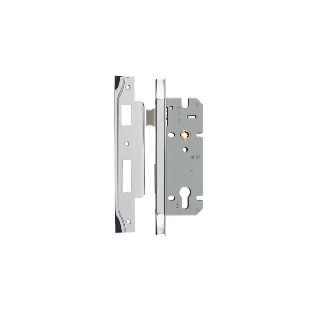 85mm Euro Mortice Lock Rebated Polished Chrome / 45mm
