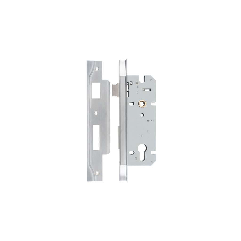 85mm Euro Mortice Lock Rebated Brushed Chrome / 45mm
