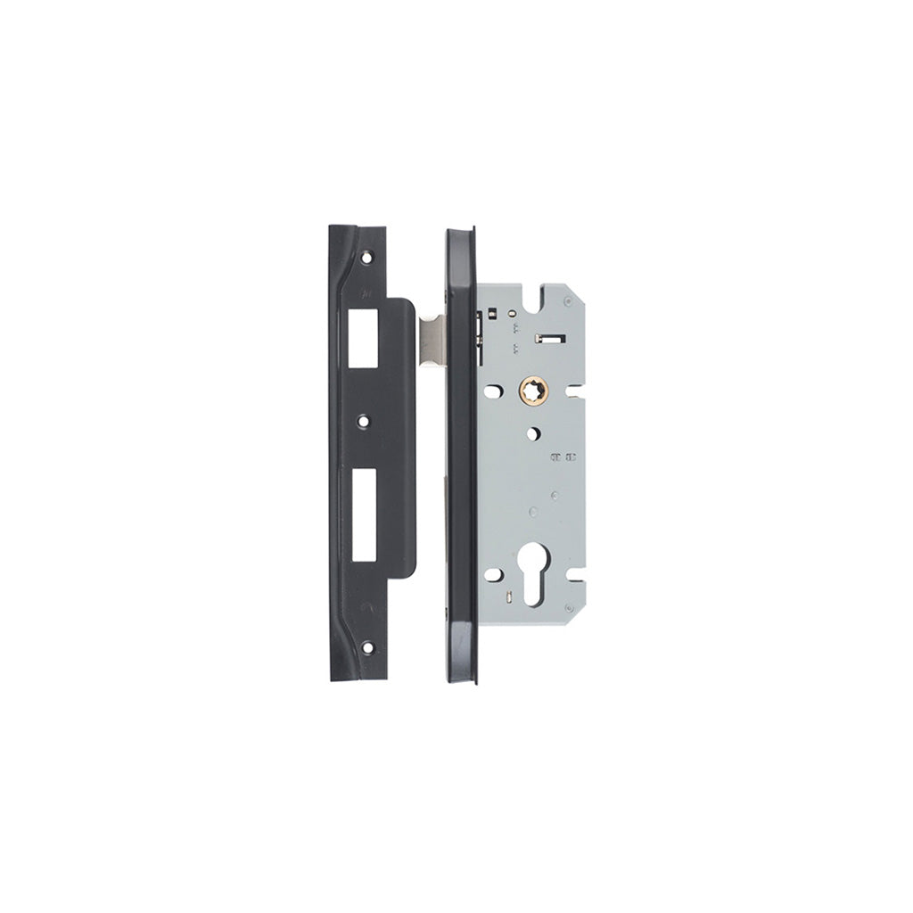 85mm Euro Mortice Lock Rebated Matt Black / 45mm