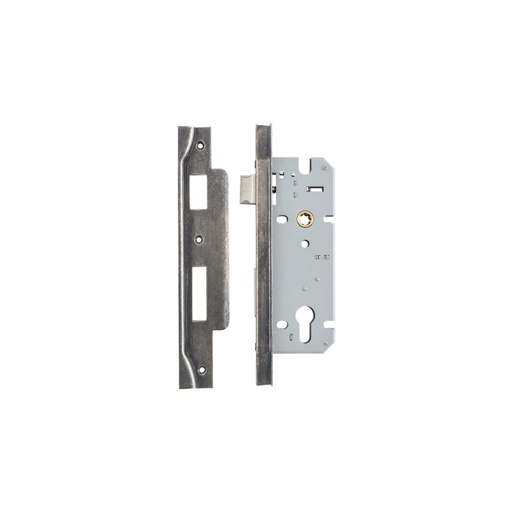 85mm Euro Mortice Lock Rebated Distressed Nickel / 45mm