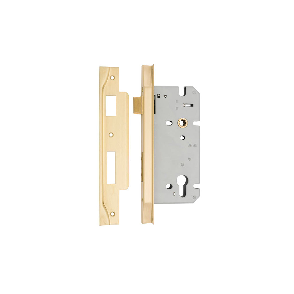 85mm Euro Mortice Lock Rebated Brushed Gold PVD / 60mm