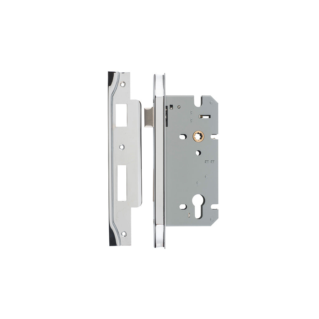 85mm Euro Mortice Lock Rebated Polished Chrome / 60mm