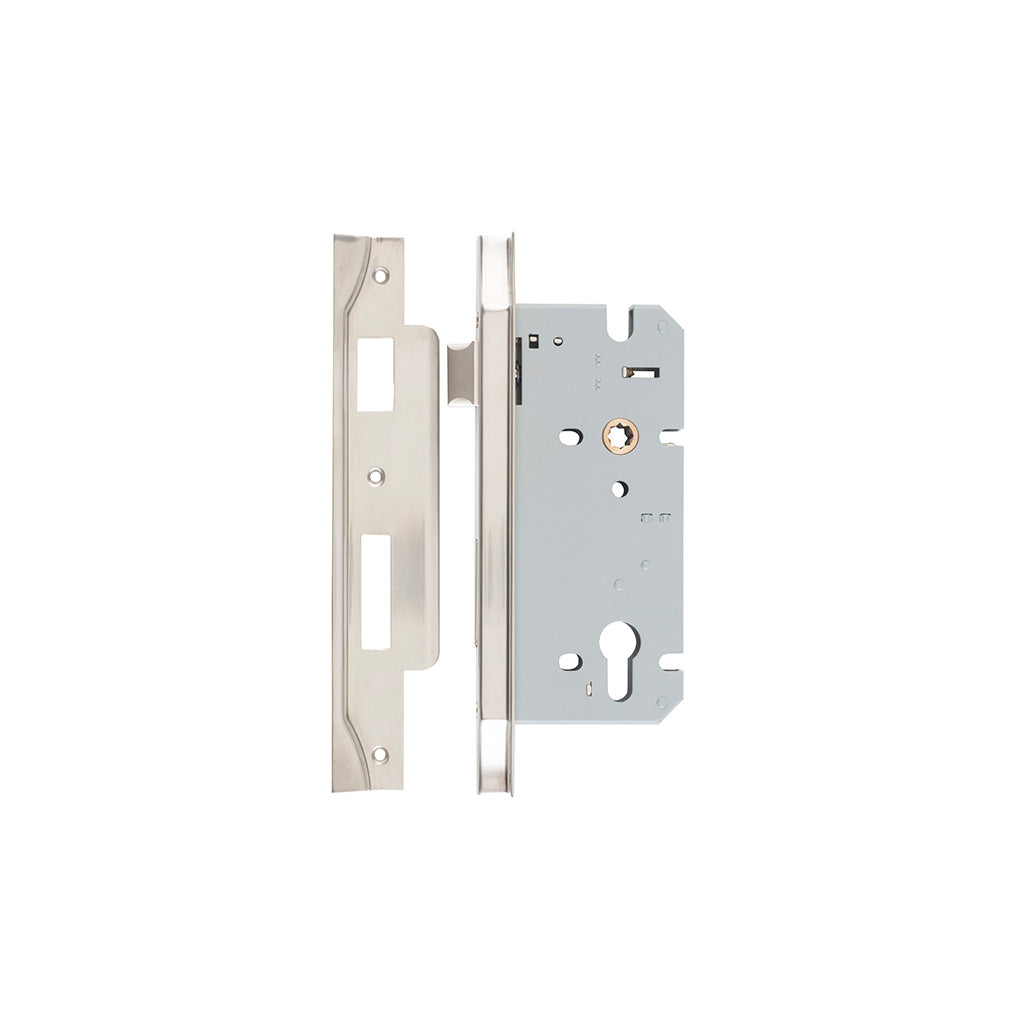 85mm Euro Mortice Lock Rebated Satin Nickel / 60mm