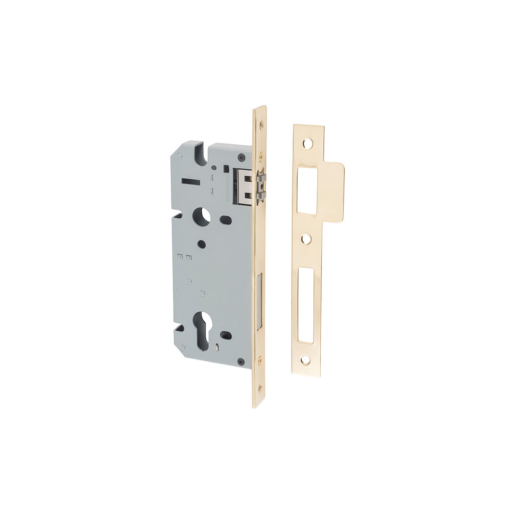 85mm Roller Mortice Lock Polished Brass / 45mm