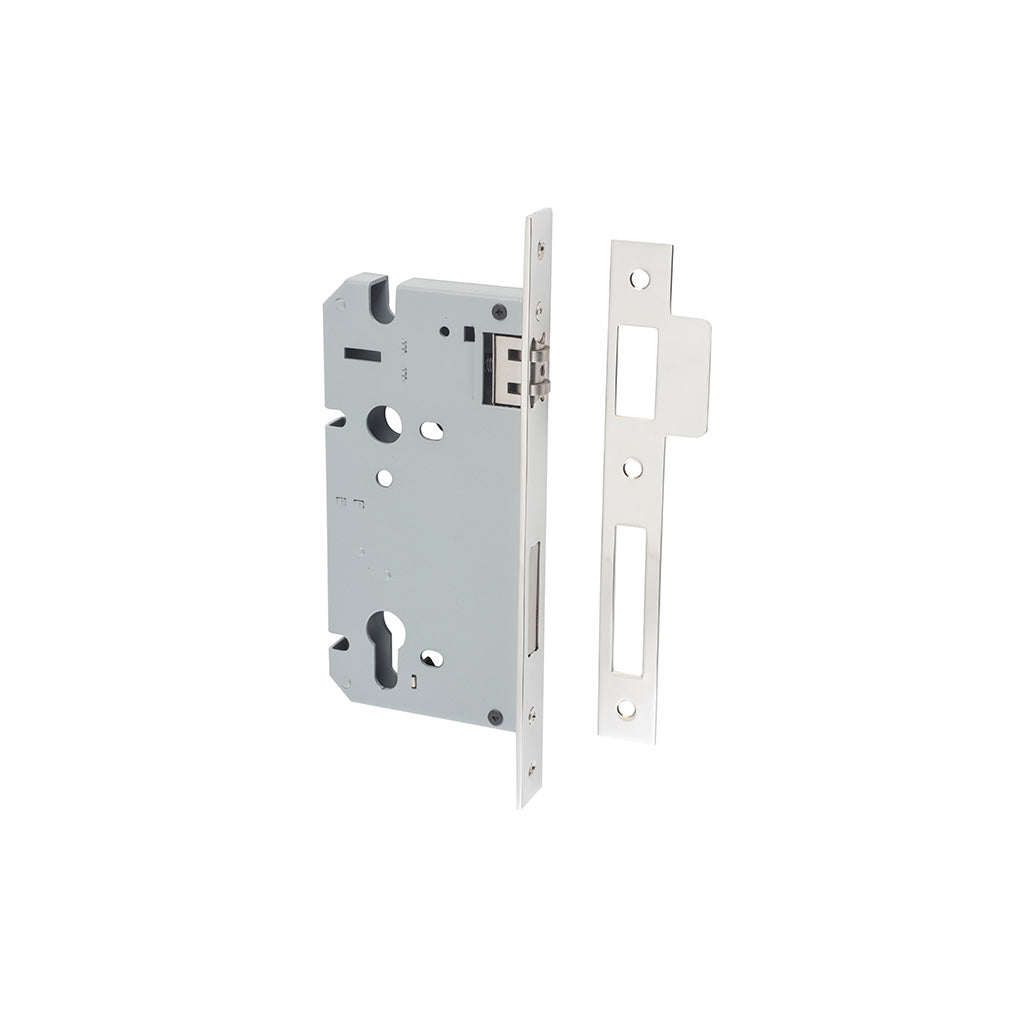 85mm Roller Mortice Lock Polished Nickel / 45mm
