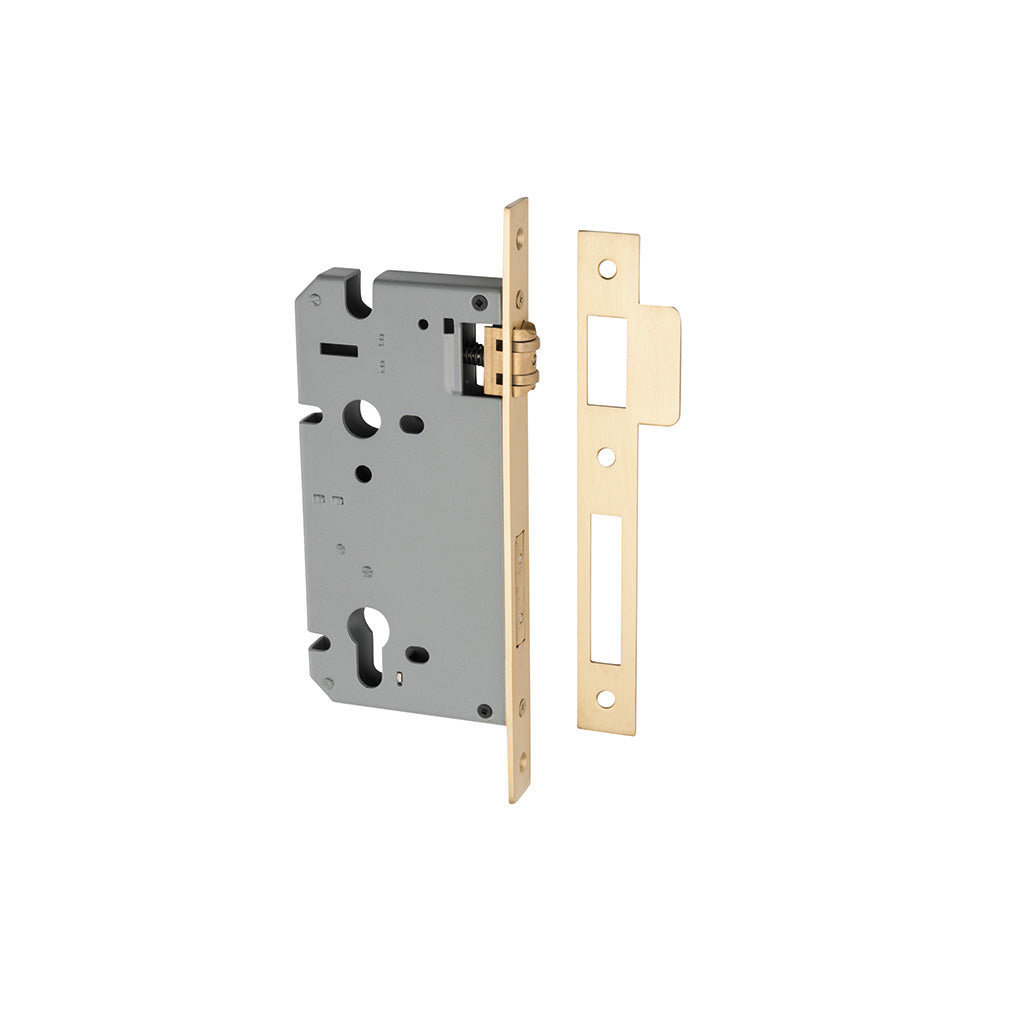 85mm Roller Mortice Lock Brushed Brass / 60mm