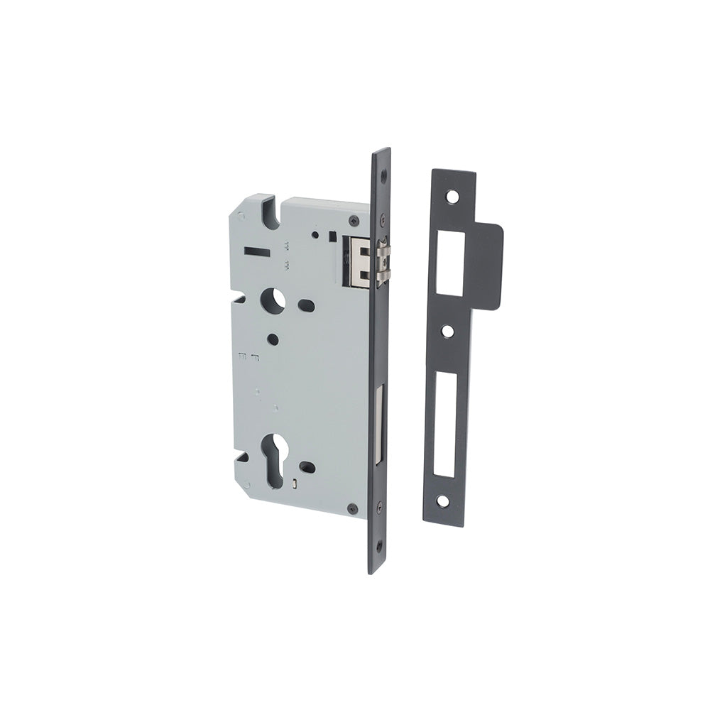 85mm Roller Mortice Lock Matt Black / 60mm