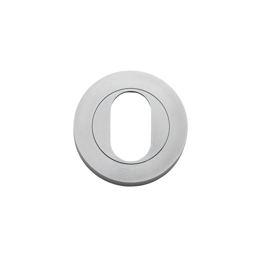 Oval Escutcheon - Round Brushed Chrome