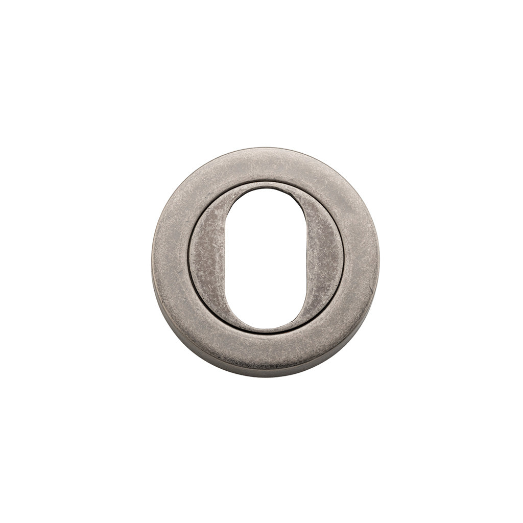 Oval Escutcheon - Round Distressed Nickel