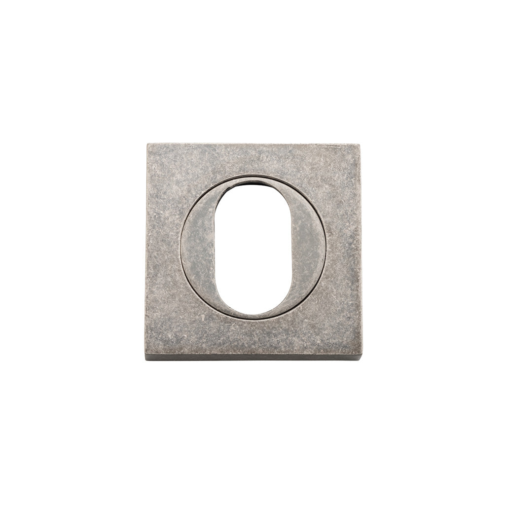 Oval Escutcheon - Square Distressed Nickel
