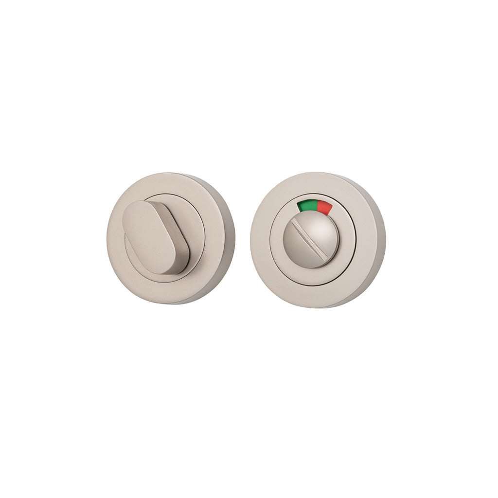 Privacy Turn with Indicator - Round Satin Nickel