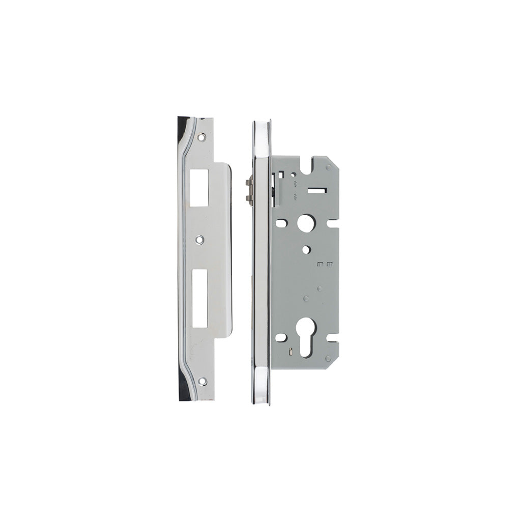 85mm Roller Mortice Lock Rebated Polished Chrome / 45mm