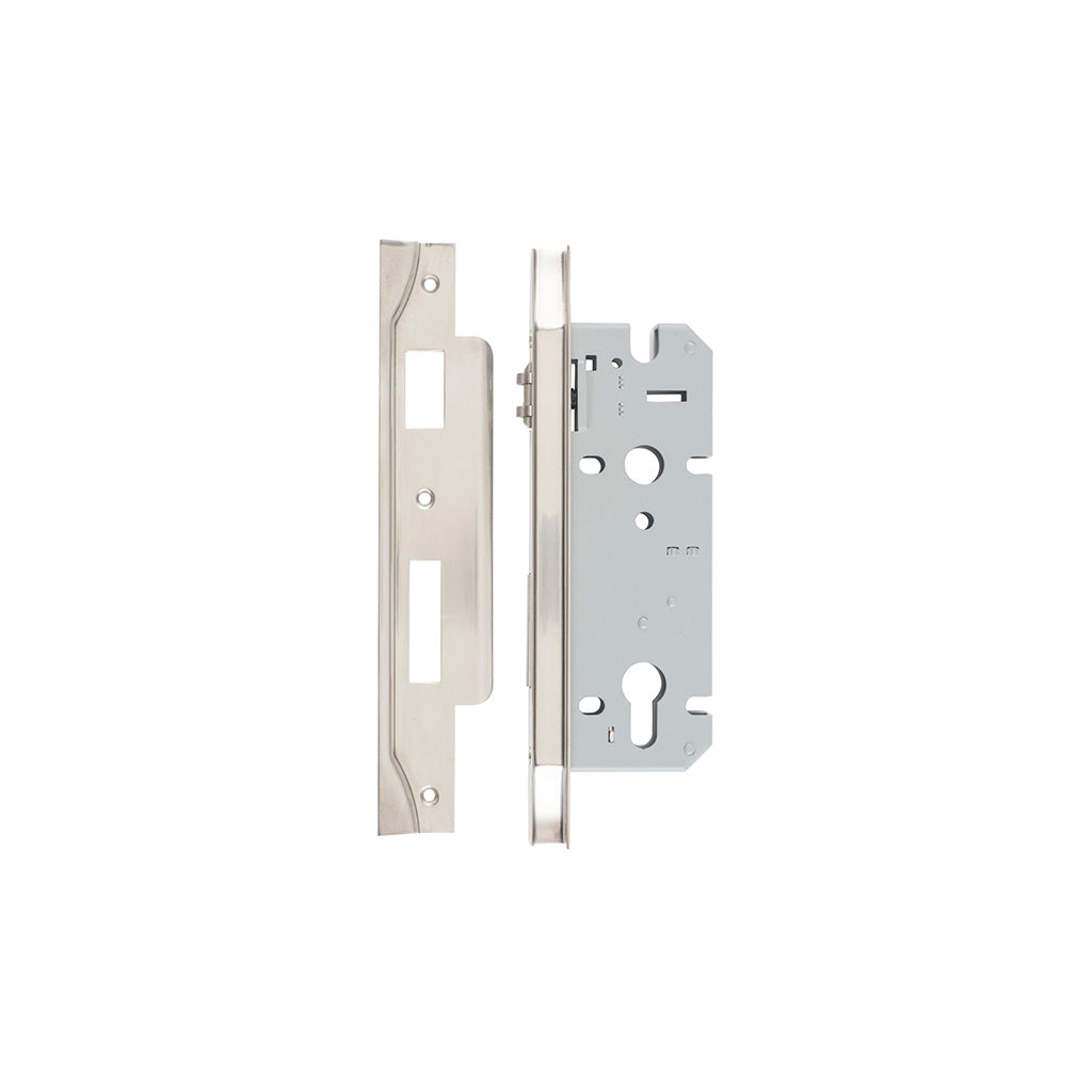 85mm Roller Mortice Lock Rebated Satin Nickel / 45mm