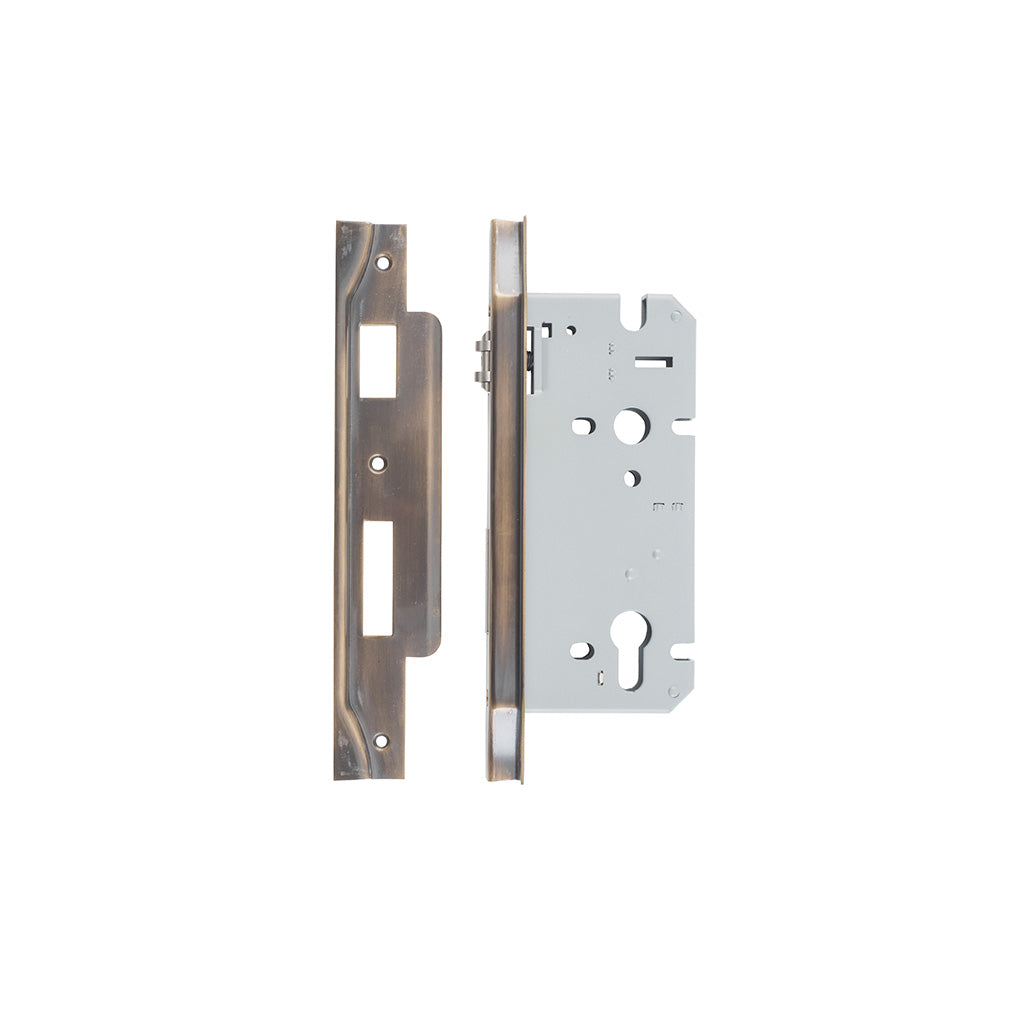 85mm Roller Mortice Lock Rebated Signature Brass / 60mm