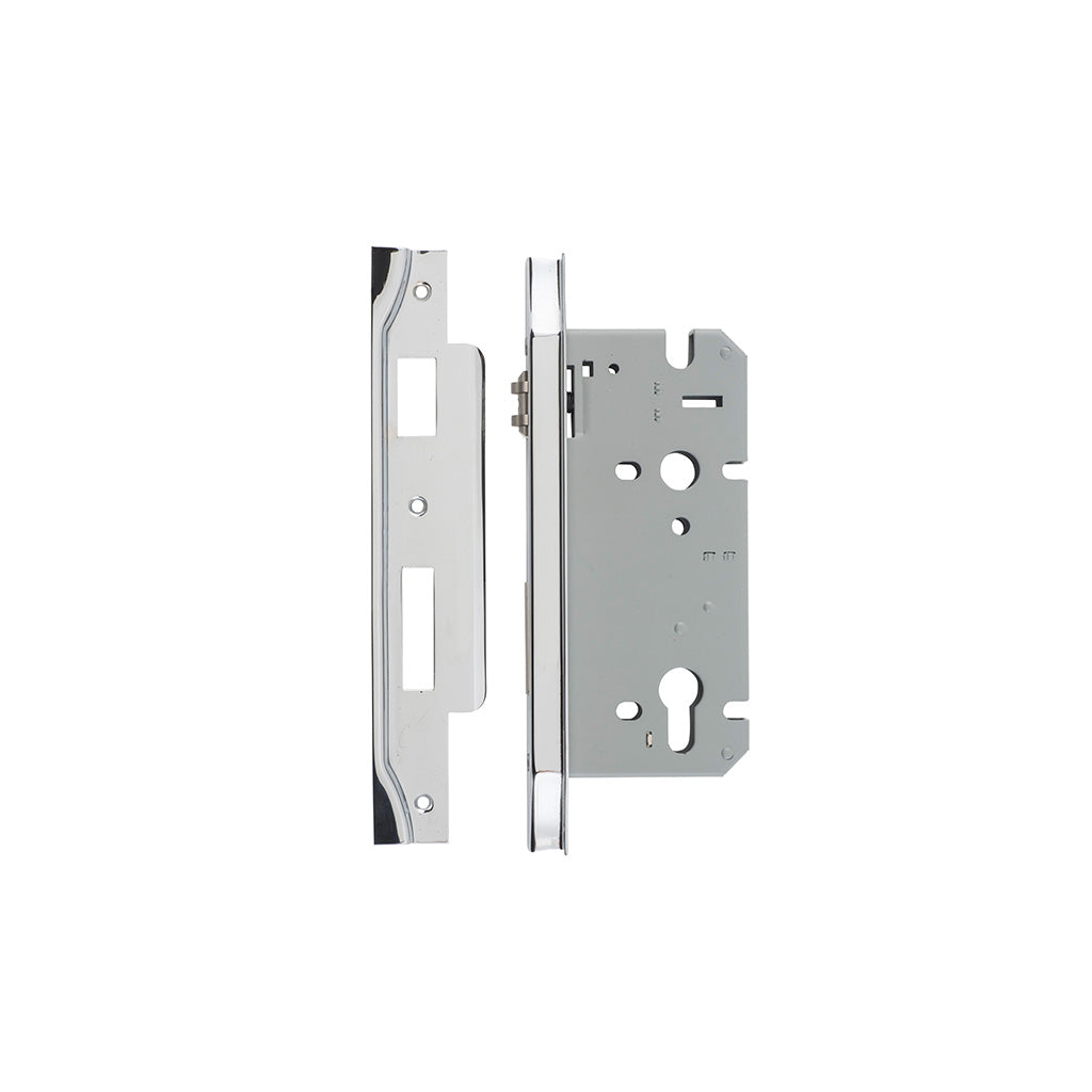 85mm Roller Mortice Lock Rebated Polished Chrome / 60mm