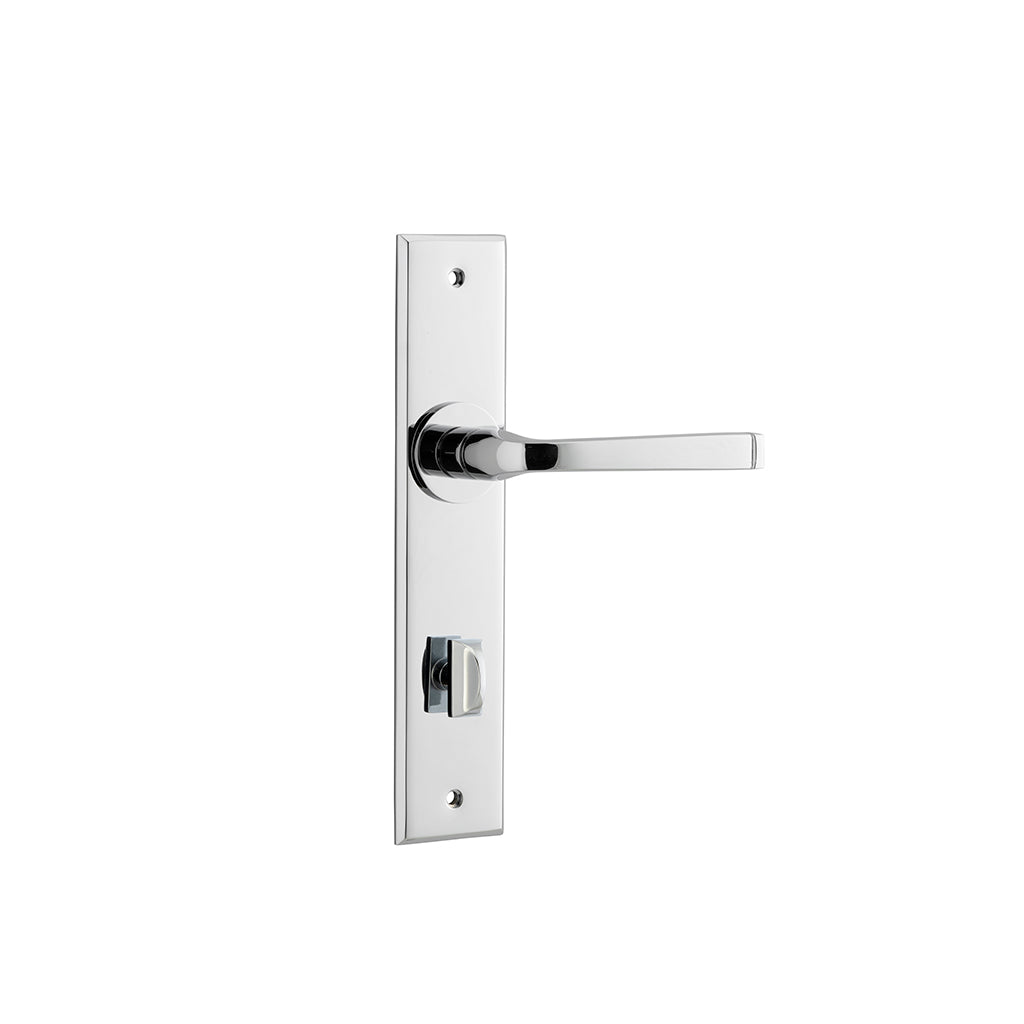 Annecy Lever - Chamfered Backplate Polished Chrome / Privacy / Lever Set Only