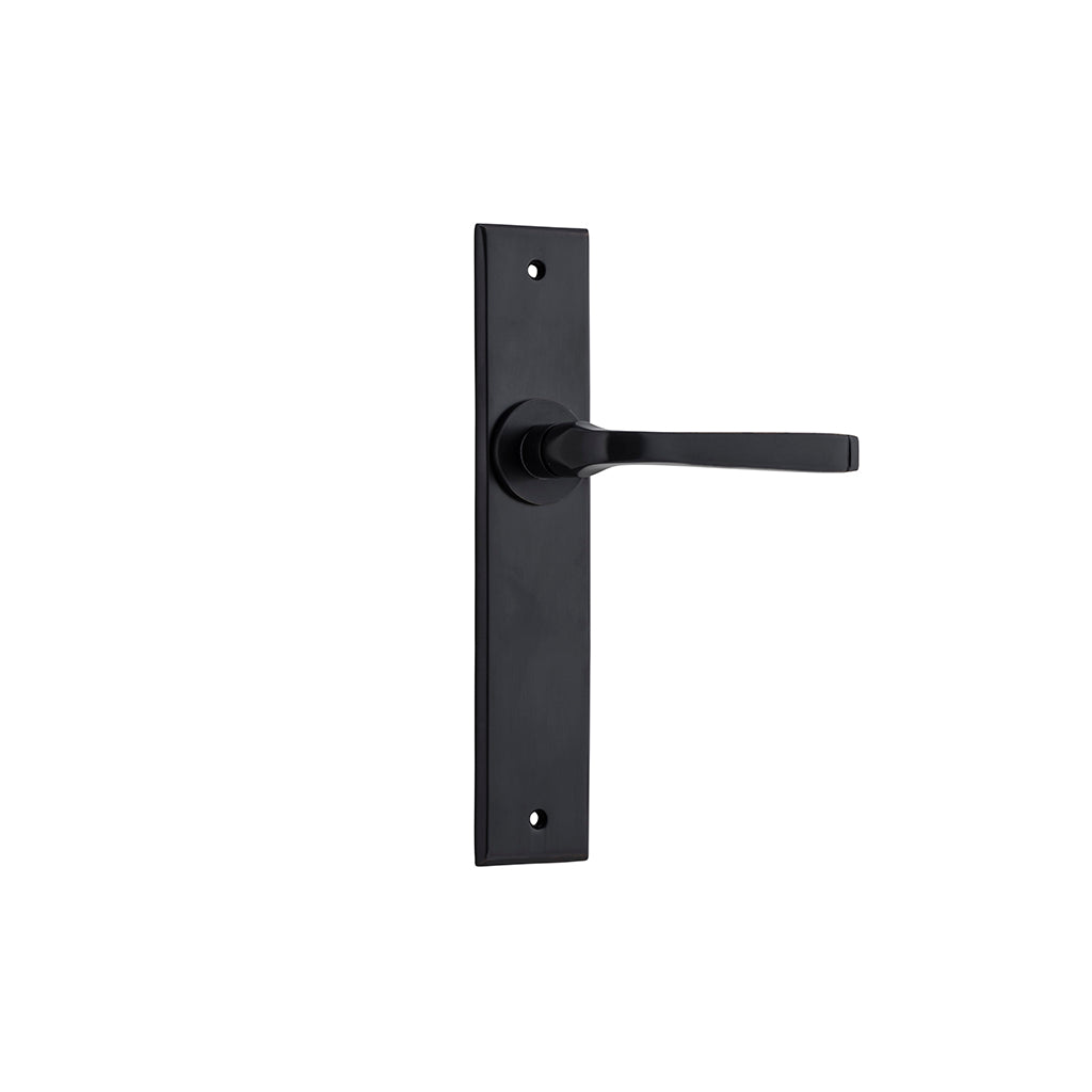 Annecy Lever - Chamfered Backplate Matt Black / Passage / Lever Set Only
