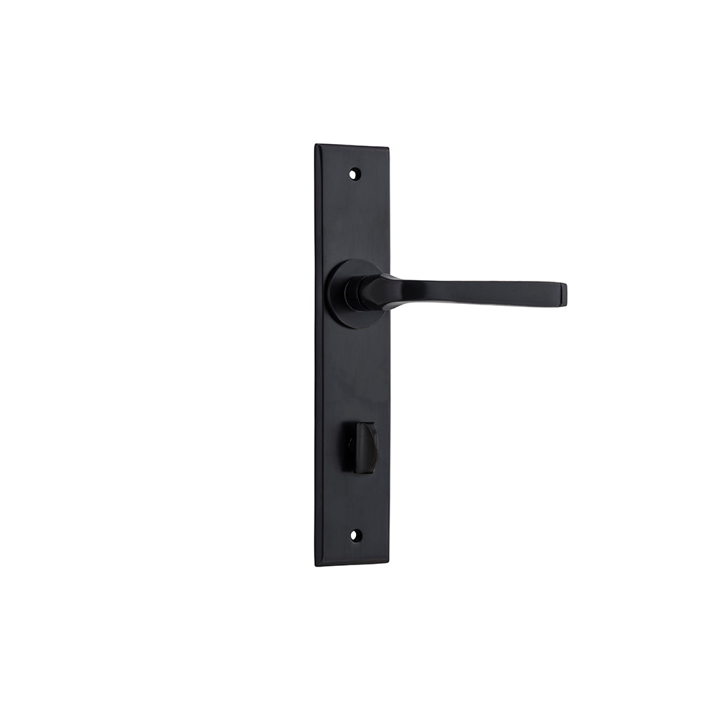 Annecy Lever - Chamfered Backplate Matt Black / Privacy / Lever Set Only